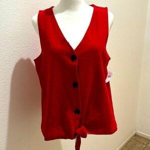 Red, sleeveless top